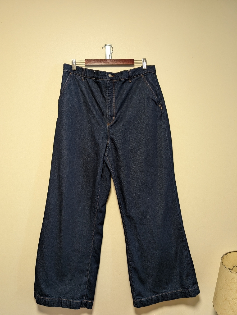 LOFT Wide Leg Trouser Jeans Dark Wash Denim Size 33/16